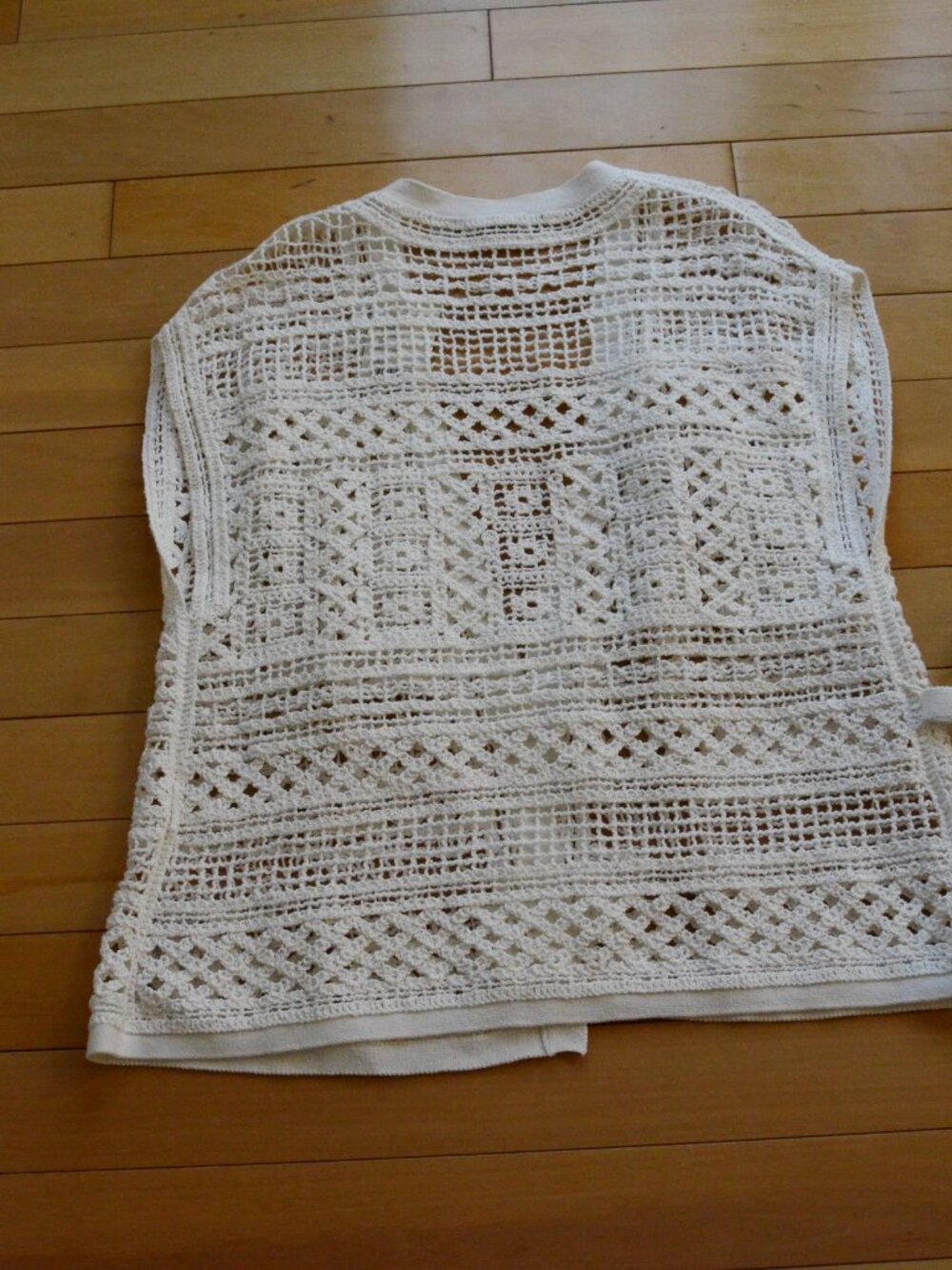 Anthropologie Knitted & Knotted Belted Crochet Cardigan Ivory Boho Size L NWT - Picture 10 of 12